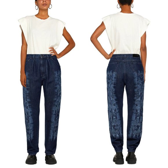 NWT New Alberta Ferretti Floral High-Rise Made In Italy Jeans Size 8